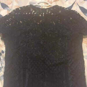 Dark blue lacy top/ large/ blouse/ cute